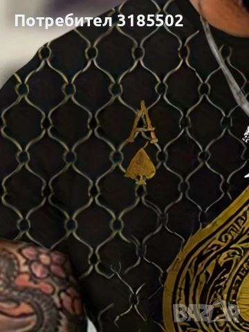 Мъжка тениска с графичен принт с акцент Асо пика, снимка 3 - Тениски - 51194245