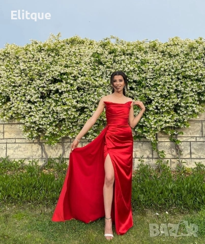 ⭐️Дълги сатенени рокли с цепка, снимка 2 - Рокли - 53195504