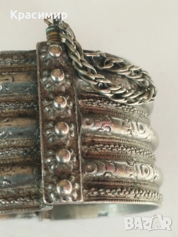 Голяма сребърна гривна, сачан. Доставка с еконт, снимка 2 - Антикварни и старинни предмети - 52956203