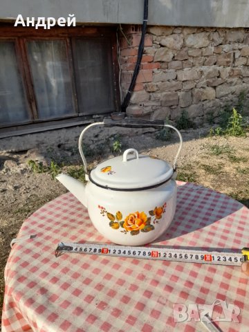 Стар емайлиран чайник #16, снимка 3 - Антикварни и старинни предмети - 33854621