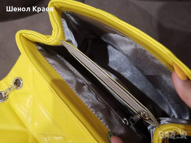 Дамска жълта чанта с две възможности за носене, снимка 4 - Чанти - 41378984