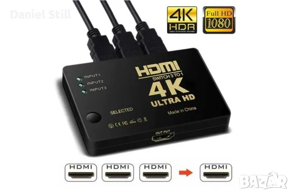 4K HDMI switch / суич висококачествен 3 входа към 1 изход