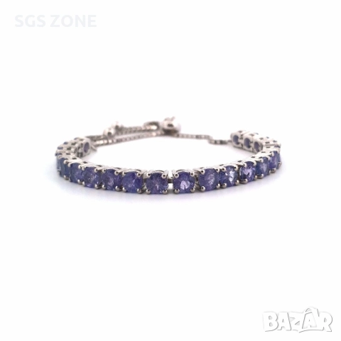 СРЕБЪРНА ГРИВНА С ТАНЗАНИТ ОТ ТАИЛАНД, снимка 2 - Гривни - 52402514