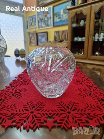 Страхотна антикварна чешка кристална купа ваза Бохемия , снимка 1