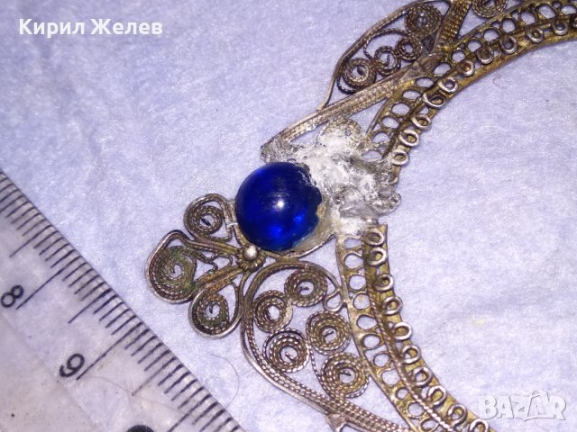 СТАРИННО СРЕБЪРНО УКРАШЕНИЕ ФИЛИГРАННО СРЕБРО ВИСОКА ПРОБА със ЗАЛЕПЕНИ по НЕГО СТАРИ КАМЪНИ 29137, снимка 8 - Антикварни и старинни предмети - 41638188