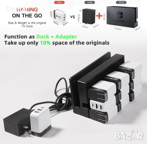 Зарядно устройство за Switch OLED GaN PD36W 3 порта USB C+USB A+4K/HD, снимка 5 - Аксесоари - 41804631