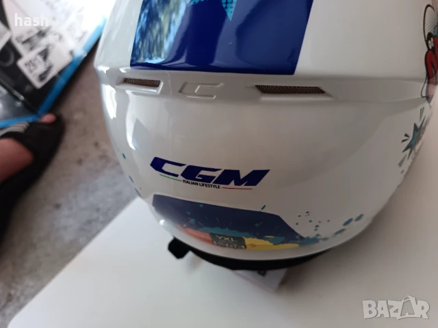 Детска мотоциклетна каска CGM 261G MINI COMICS бяла 261G-ALA-79-YE размер JXL, (53-54cm), снимка 10 - Спортна екипировка - 50784084