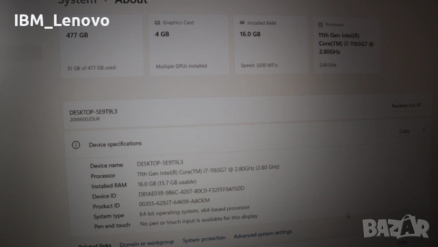 Lenovo ThinkPad P15s Gen2 FHD IPS Nvidia T500 /i7 1165G7/ 512GB/ 16GB, снимка 7 - Лаптопи за работа - 53580795