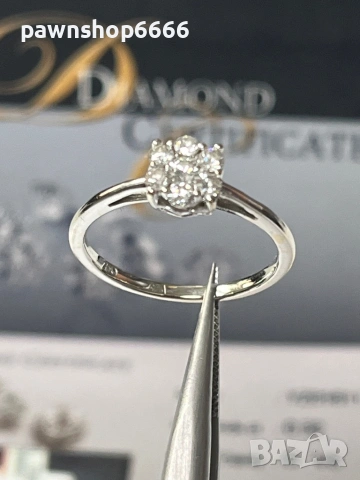 Златен пръстен 18К бяло злато с диаманти – елегантност с характер, снимка 6 - Пръстени - 53656209