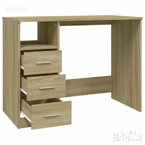 vidaXL Бюро с чекмеджета, сонома дъб, 102x50x76 см, инженерно дърво, снимка 7 - Бюра - 56147963