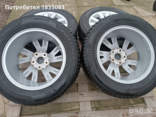 Лети джанти 16ки 5х112 VW + зимни гуми 215/60/16 Pirelli, снимка 9 - Гуми и джанти - 52816609