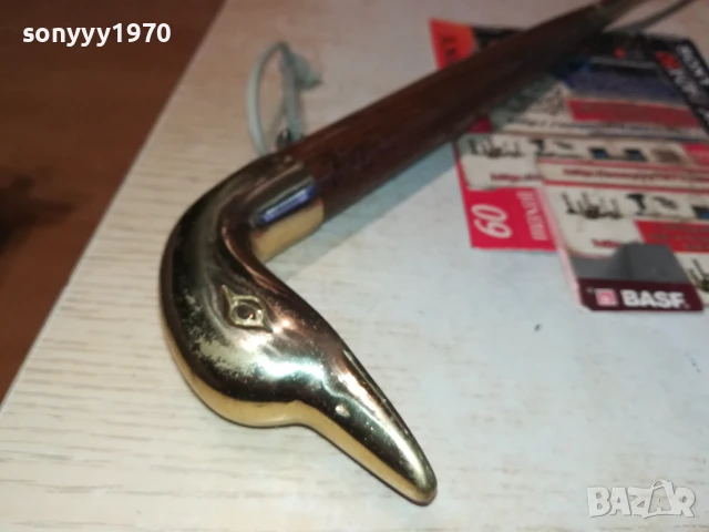 ЛЕБЕД-ОБУВАЛКА-МЕД/МЕСИНГ/ДЪРВО-55СМ МАСИВНА ВНОС SWISS 0208252014LCHERY, снимка 14 - Антикварни и старинни предмети - 51230251