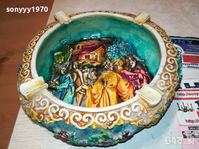 ГОЛЯМ МАСИВЕН РЕЛЕФЕН ПЕПЕЛНИК С ЯПОНСКИ МОТИВИ-ВНОС SWISS 1101251957, снимка 11 - Антикварни и старинни предмети - 48644730