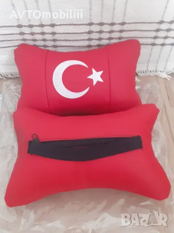 Продавам червени кожени възглавнички за седалка на автомобил с бродерия турското знаме , снимка 6 - Аксесоари и консумативи - 49415915