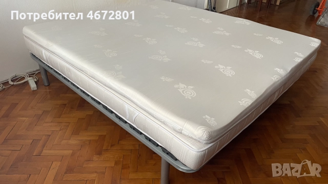 Спалня 180/200 (подматрачна рамка с крака + матрак + топ матрак), снимка 3 - Спални и легла - 52706789