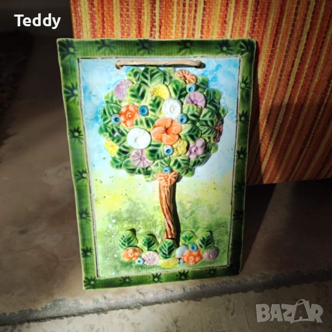 Декоративно керамично пано Дървото на живота, ръчна изработка, снимка 3 - Декорация за дома - 52492354