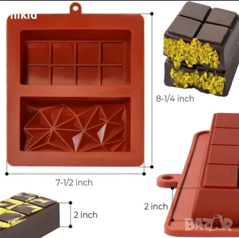  Дубайски Дубай комбиниран шоколад силиконов молд форма калъп цяла плочка шоколадов блок 