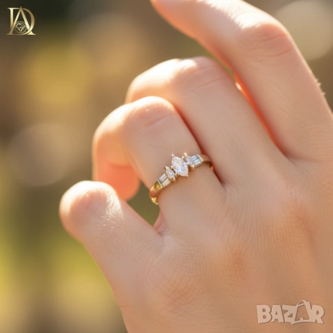 Нов Златен Пръстен с 1.00кт Естествени Диаманти , снимка 2 - Пръстени - 40455615