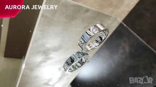 CARTIER Love White Gold 3 Diamonds Classic Model Пръстен, снимка 2 - Пръстени - 52888478