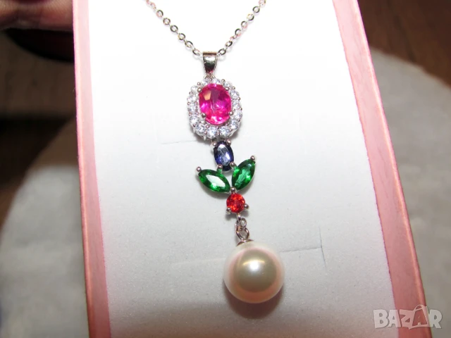 925 сребърна висулка с натурален топаз 5х9мм подходяща за подарък