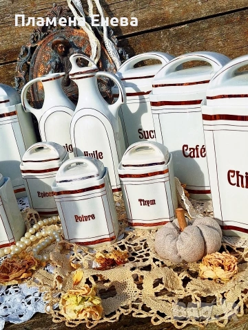 Комплект антикварни порцеланови буркани , снимка 7 - Сервизи - 53834625