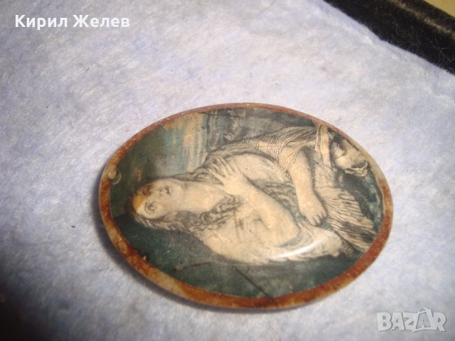 СТАР РЕТРО АРТ МЕДАЛЬОН ВИКТОРИАНСКИ СТИЛ СТАР БАКЕЛИТ КАМЕЯ 18954, снимка 7 - Антикварни и старинни предмети - 35996965