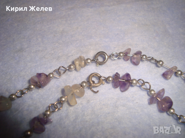 СТАРА СКЪПОЦЕННА ХЕНД-МЕЙД ГРИВНИЧКА ГЕРДАНЧЕ с АМЕТИСТ и МЛЕЧЕН КВАРЦ и ПОСРЕБРЕНИ ЗАКОПЧАЛКИ 26128, снимка 5 - Антикварни и старинни предмети - 36164545
