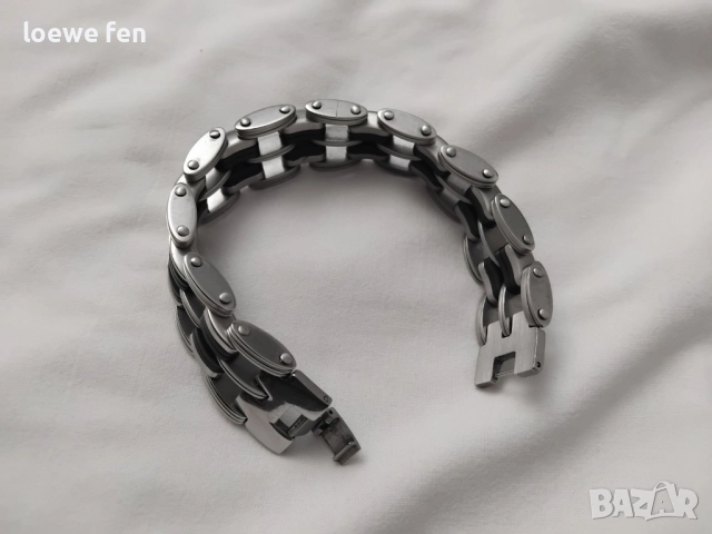 Мъжка гривна неръждаема стомана и силикон !, снимка 6 - Гривни - 52862492