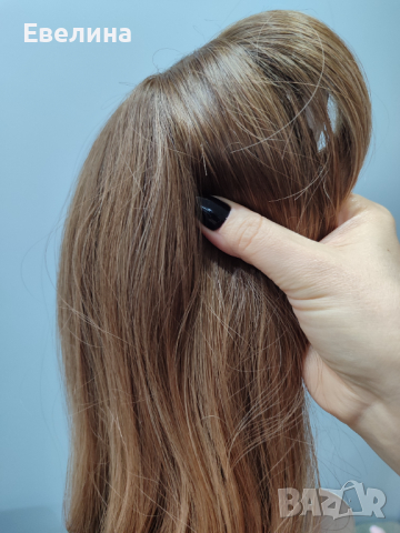 Дълга коса омбре перука с бретон висококачествен косъм