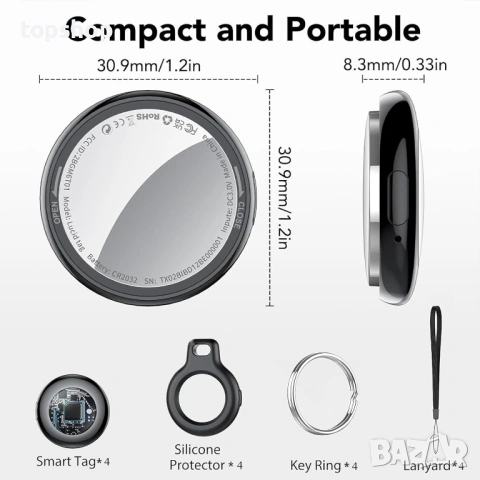 Чисто нови 4 бр. Smart Air Tracker (Apple Find My) – Алтернатива на AirTag, снимка 6 - Друга електроника - 53203170