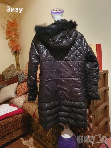 Черно зимно яке Хл размер , снимка 2 - Якета - 52899090