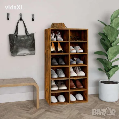 vidaXL Етажерка за обувки, опушен дъб, 54x34x100,5 см, инженерно дърво, снимка 2 - Етажерки - 56147922