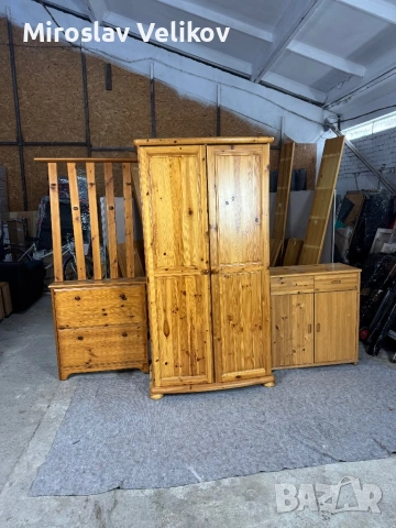 Холова секция от масивно дърво с гардероб, закачалка и деа шкафа за обувки , снимка 17 - Секции и витрини - 53470056