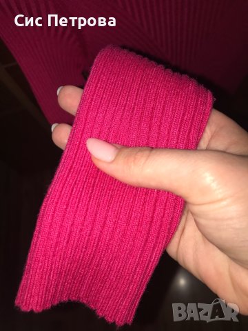 Цикламена рокля с дълъг ръкав, снимка 3 - Рокли - 42526472