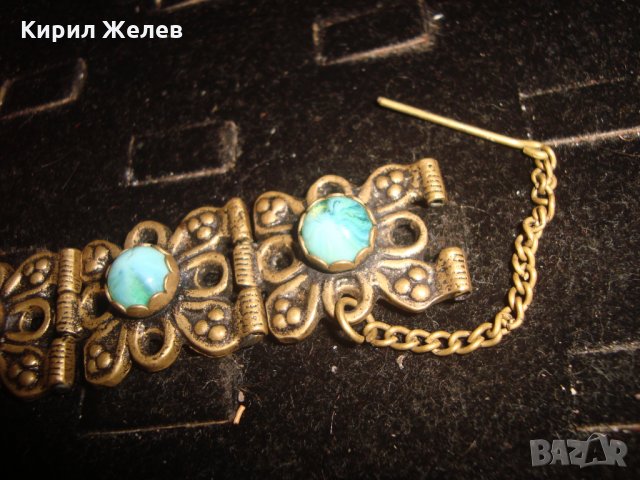 ВЪЗРОЖДЕНСКА БРОНЗОВА ЕТНО ГРИВНА с НАТУРАЛНИ ШЛИФОВАНИ СКЪПОЦЕННИ КАМЪНИ ТУРМАЛИН МАЙСТОРСКА 23471, снимка 7 - Антикварни и старинни предмети - 33846568
