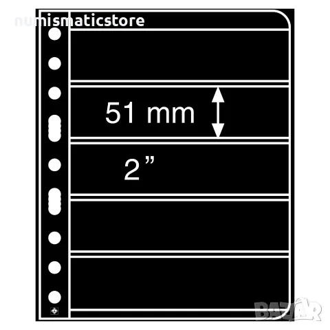 Leuchtturm Vario листи за марки с 5 реда , опаковка 5 бр