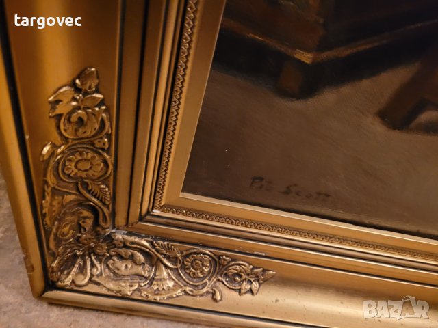 Прекрасна рустикална аристократична маслена картина, снимка 3 - Антикварни и старинни предмети - 41732332