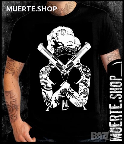 Черна тениска с щампа MARYLIN OUTLAW