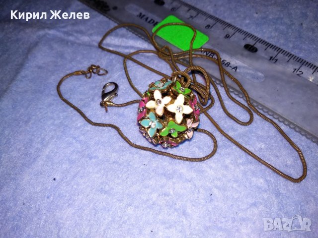 ПРЕКРАСЕН ФЛОРАЛЕН АЖУРЕН ЕМАЙЛИРАН КРИСТАЛЕН ВИНТИДЖ АРТ МЕДАЛЬОН с ДЪЛГА СТАРА МЕДНА ВЕРИЖКА 37025, снимка 14 - Антикварни и старинни предмети - 39941351