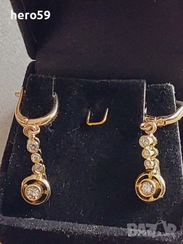 Златни дамски обеци с брилянти,злато 14к, снимка 1