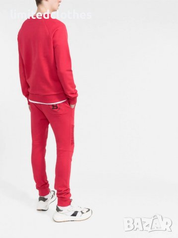 BALMAIN Red Ribbed Panel Logo Print Мъжко Долнище Анцуг size S и M, снимка 5 - Спортни дрехи, екипи - 38710524