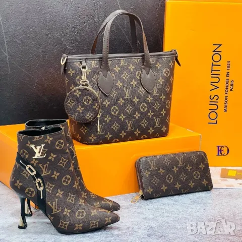 дамски комплект боти, чанта/ раница и портмоне louis vuitton , снимка 17 - Чанти - 47323143