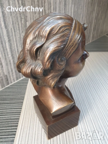 26см-5кг статуетка-бюст/френска бронзова скулптура/фигура на момиче, снимка 4 - Статуетки - 52967255