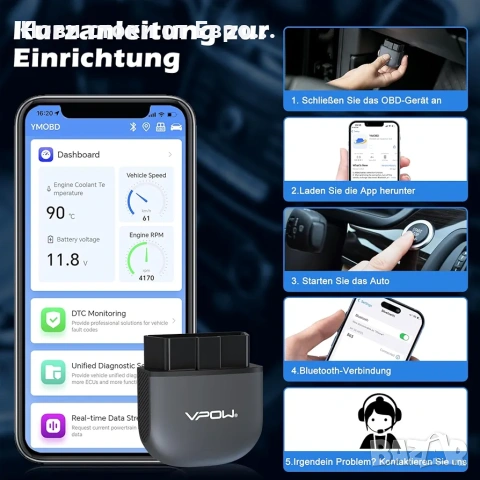 OBD2 диагностично устройство, OBD Bluetooth 5.1 адаптер:, снимка 5 - Аксесоари и консумативи - 53561078