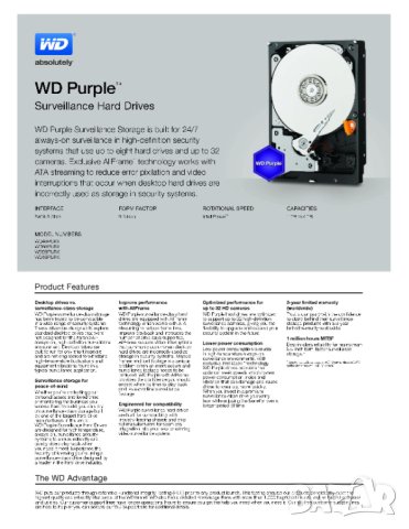 Професионален Твърд Диск Hikvision WD10PURX 1 TB WD Purple Проектиран за 24 NON-STOP Видеонаблюдение, снимка 5 - Комплекти за видеонаблюдение - 41684285