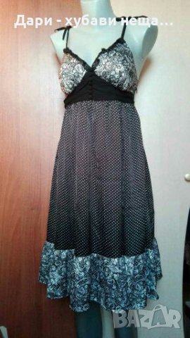 Рокля от сатен, на точки и цветя👗🍀S,M👗🍀арт.2026