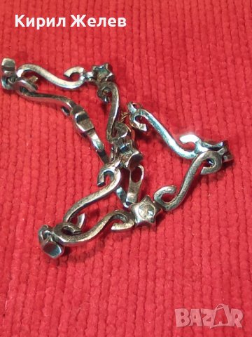 НЕЖНА СКЪПОЦЕННА СТАРА АРТ НУВО СТИЛ ГРИВНА СРЕБРО 925 с ФАСЕТИРАНИ ЦИРКОНИ ЮВЕЛИРНА ИЗРАБОТКА 25806