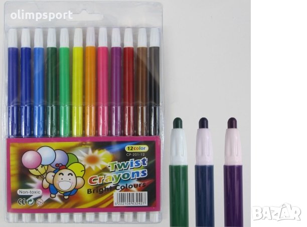 Пастели 12 цвята с верзатил. Удобни автоматични пастели. Пастелите не са токсични. 