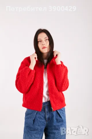 Дамско Късо Яке Suzy bomber jacket - Червено, снимка 5 - Якета - 47686136