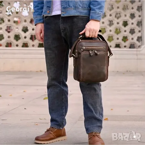 Премиум*/Мъжка Винтидж Бизнес чанта/Crazy Horse* Кафява естествена кожа!, снимка 9 - Чанти - 49776572